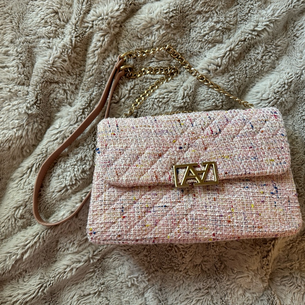 Aldo Tweed Pink/Gold Crossbody
